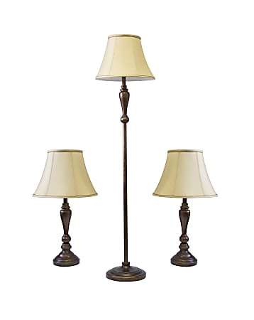 Adesso® Daphne Lamps, Taupe Shades/Light Bronze Bases, Set Of 3