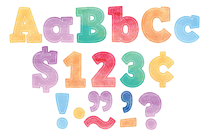 Teacher Created Resources Bold Block Letter Accents, 4", Watercolor, Pack Of 230 Pieces