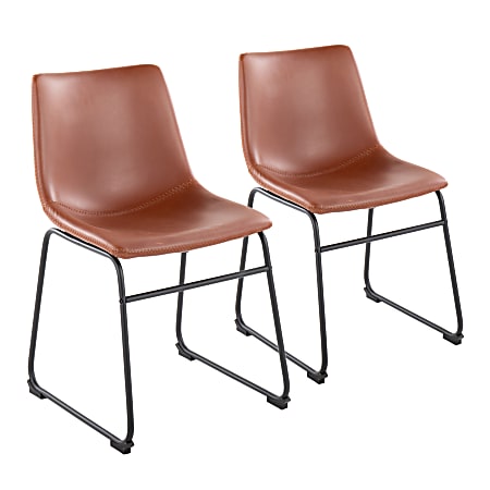 LumiSource Duke Industrial Side Chairs, Cognac/Black, Set Of