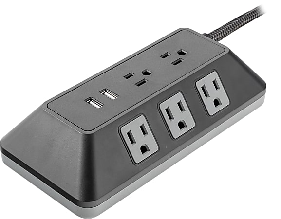 GE UltraPro Adapt 8-Outlet Surge Protector With USB, 3', Black – 73776