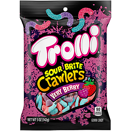 Trolli Very Berry Sour Brite Crawlers, 5 Oz, Pack Of 12 Candy Bags