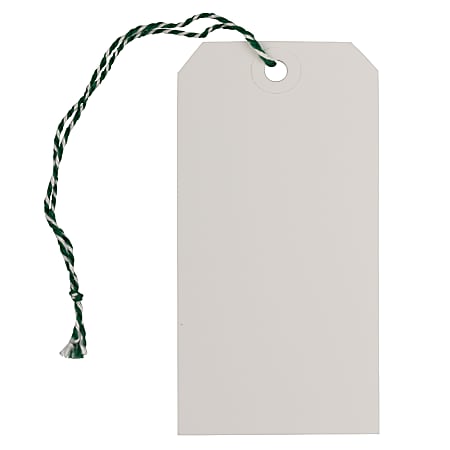 JAM Paper® Medium Gift Tags, 4-3/4" x 2-3/8", White/Green, Pack Of 10 Tags