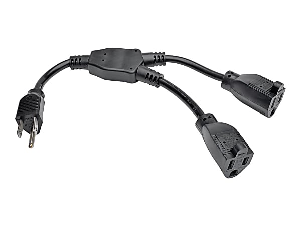 Tripp Lite 1ft Power Cord Extension Y Splitter Cable 5-15P to 5-15R 10A 18AWG 1' - Power splitter - NEMA 5-15 (M) to NEMA 5-15 (F) - 1 ft - black