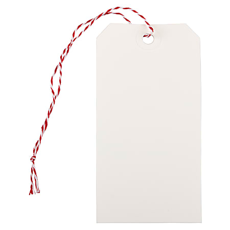 JAM Paper® Medium Gift Tags, 4-3/4" x 2-3/8", White/Red, Pack Of 10 Tags