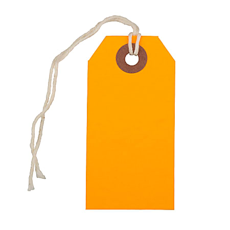 JAM Paper® Small Gift Tags, 3-1/4" x 1-9/16", Neon Orange, Pack Of 10 Tags