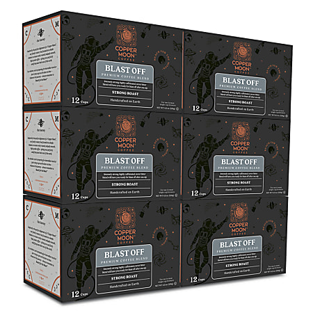 Copper Moon Single-Serve Coffee K-Cups, Blast Off High Caffeine, 12 K-Cups Per Pack, Case Of 6 Packs