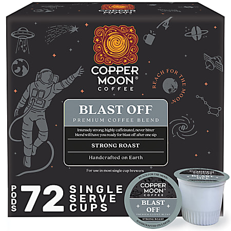 Copper Moon Single-Serve Coffee K-Cups, Blast Off High Caffeine, 12 K-Cups Per Pack, Case Of 6 Packs