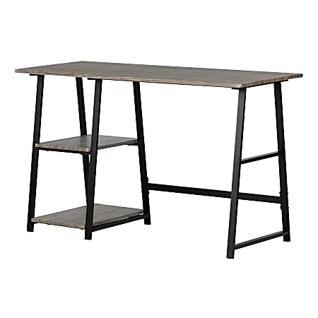 South Shore Evane Industrial 48 W Computer Desk With Bookcase Oak