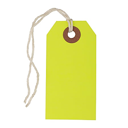 JAM Paper® Small Gift Tags, 3-1/4" x 1-9/16", Neon Yellow, Pack Of 10 Tags