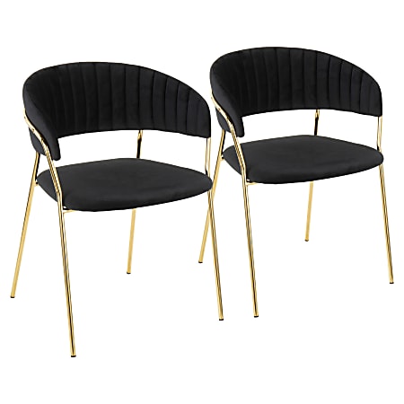 LumiSource Tania Chairs, Black/Gold, Set Of 2 Chairs