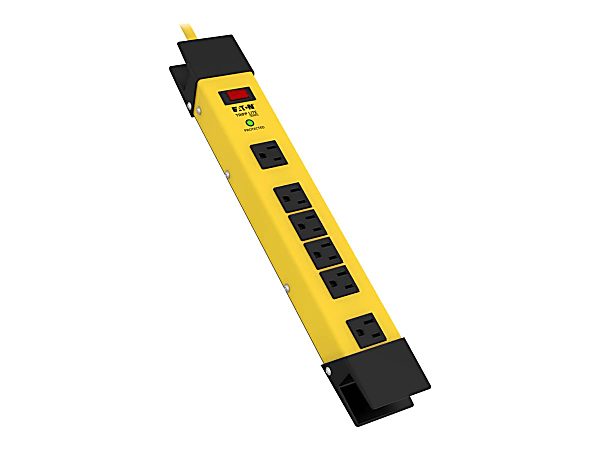 Tripp Lite Safety Surge Protector Power Strip 120V 6 Outlet Metal 9' Cord OSHA - Surge protector - 15 A - AC 120 V - output connectors: 6 - black, yellow