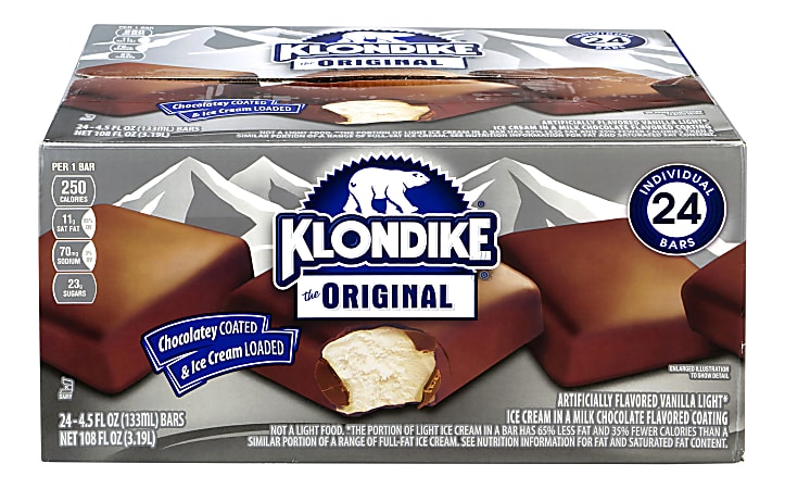 Klondike Original Ice Cream Bars, 4.5 Oz, Box Of 24 Bars