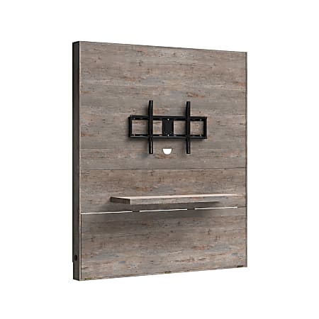 Sauder® Steel River Entertainment Wall With TV Mount, 84"H x 72"W x 17-1/2”D, Weathered Wood