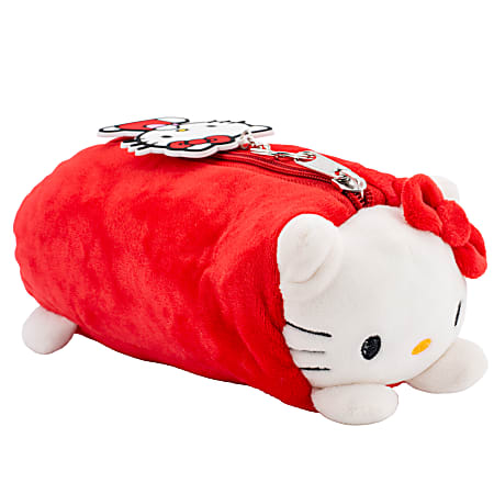 Accessory Innovations Plush Gadget Pencil Case, Hello Kitty, 7-1/2" x 3-1/2" x 2-1/2", Red