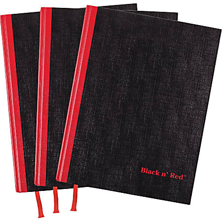 Black n' Red Casebound Hardcover Notebooks, 12" x 8 1/2", Black/Red, Pack Of 3