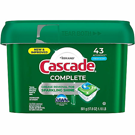 Cascade® Complete ActionPacs™ Dishwasher Detergent Pods, Fresh Scent, Total Qty 43