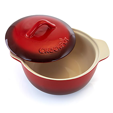 Crock Pot Artisan Stoneware Casserole Dish With Lid 2.3 Qt Red - Office ...