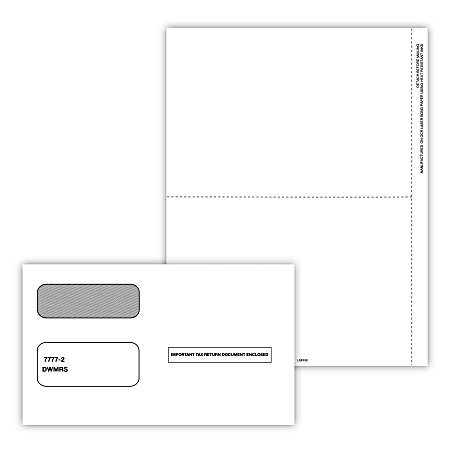 ComplyRight™ 1099 Blank Tax Forms, With Envelopes, 2-Up, 8-1/2" x 11", Pack Of 50