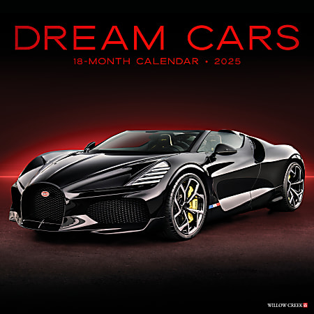 2025 Willow Creek Press Monthly Calendar, 12" x 12", Dream Cars, January to December, O42762