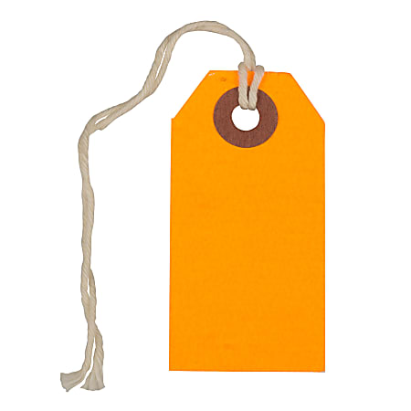 JAM Paper® Tiny Gift Tags, 3-3/8" x 2-3/4", Neon Orange, Pack Of 10 Tags