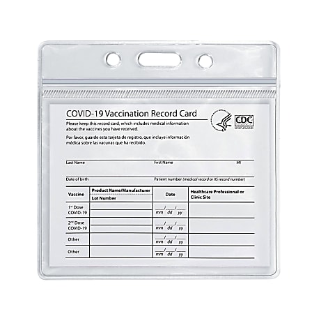 ANY QTY Clear Vaccination Card Protector Vaccine Record Holder Badge Sleeve 