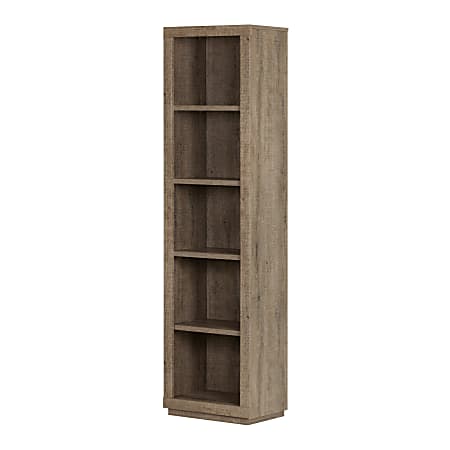 South Shore Kanji 5-Shelf Narrow Bookcase, Weathered Oak