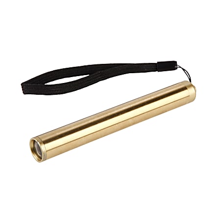 Kikkerland Design Inc. Brass Flashlight, 1/2"H x 4 1/8"W x 1/2"D