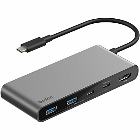 Belkin 7-Port USB-C Hub, USB-C to, 2xUSB-A, 2xUSB-C, 1x4K HDMI, 1xSD + 1xMicroSD Reader, Black, AVC023FQSGY