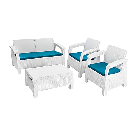 Inval MQ® FERRARA™ 4-Piece Stay Furniture Set With Loveseat, White/Teal