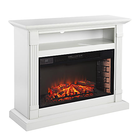 SEI Furniture Willarton Widescreen Electric Fireplace With Media Storage, 38-1/4”H x 45-1/2”W x 15-1/2”D, Light Gray