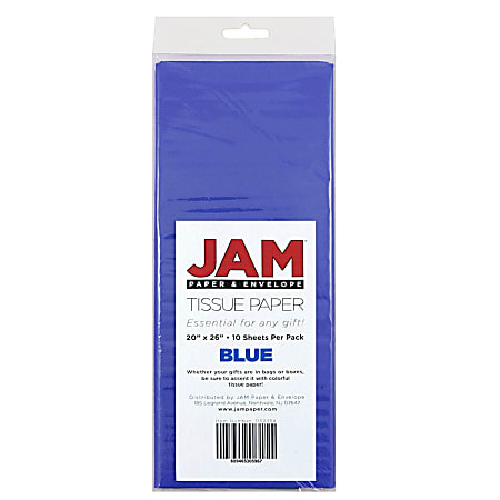 JAM Paper® Tissue Paper, 26"H x 20"W x 1/8"D, Blue, Pack Of 10 Sheets