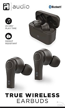 iHome IH-214 Truly Wireless Bluetooth In-Ear Earbuds, Black