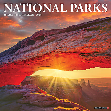 2025 Willow Creek Press Scenic Monthly Wall Calendar, 12" x 12", National Parks, January to December, O44124
