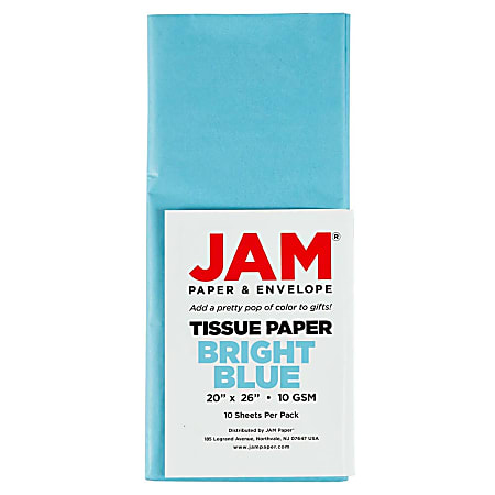 JAM Paper® Tissue Paper, 26"H x 20"W x 1/8"D, Bright Blue, Pack Of 10 Sheets