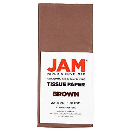 JAM Paper & Envelope Tissue Paper, Brown, 10 Sheets/Pack