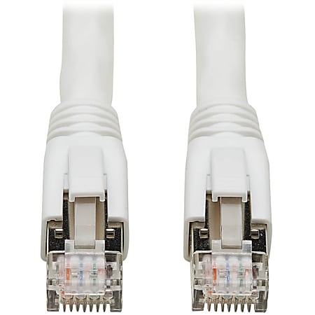 Tripp Lite Cat8 Patch Cable 25G/40G Certified Snagless M/M PoE White 3ft - First End: 1 x RJ-45 Male Network - Second End: 1 x RJ-45 Male Network - 40 Gbit/s - Patch Cable - Shielding - Gold Plated Contact - 22 AWG - White