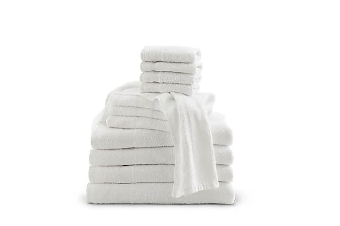 Medline Classic Cotton Terry Bath Towels, 20" x 40", 5 Lb, White, Pack Of 12