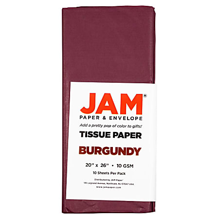 JAM Paper Tissue Paper 26 H x 20 W x 18 D Burgundy Pack Of 10