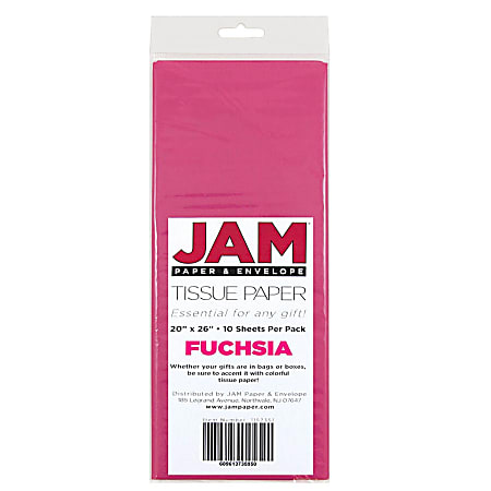JAM Paper® Tissue Paper, 26"H x 20"W x 1/8"D, Fuchsia, Pack Of 10 Sheets