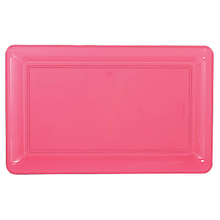 Amscan Plastic Rectangular Trays, 9-1/4" x 14-1/4", Bright Pink, Pack Of 6 Trays 