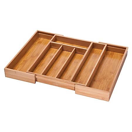 Honey-Can-Do Bamboo Expandable Cutlery Tray, 2 5/16"H x 22 3/4"W x 17"D
