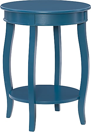 Powell Nora Round Side Table With Shelf, 24"H x 18"Dia., Teal