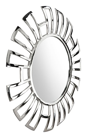 Zuo Modern Calmar Round Mirror, 30-5/16”H x 30-5/16”W x 1-5/16”D, Chrome