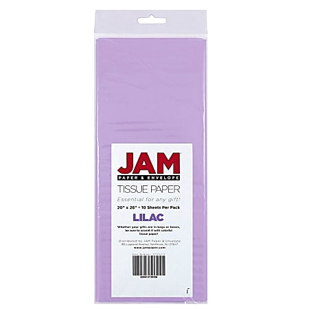 JAM Paper® Tissue Paper, 26"H x 20"W x 1/8"D, Lilac, Pack Of 10 Sheets
