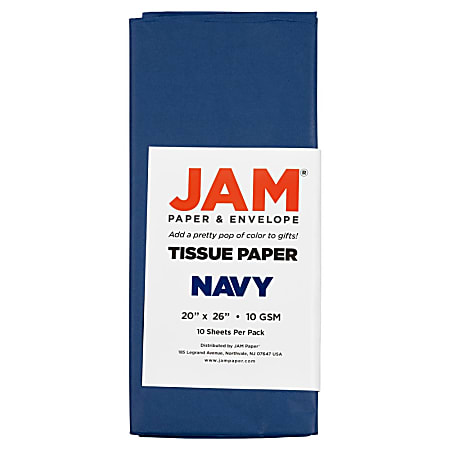 JAM Paper® Tissue Paper, 26"H x 20"W x 1/8"D, Navy Blue, Pack Of 10 Sheets