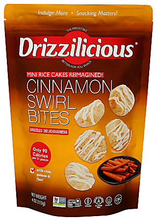 Drizzilicious Mini Rice Cake Bites, Cinnamon Swirl, 4 Oz, Total Qty 12