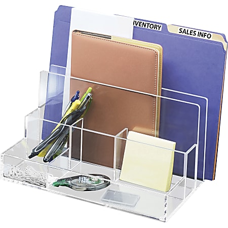 Kantek File Sorter Desk Organizer, 10.60"H x 11"W x 6.50"D, Desktop, Clear, Acrylic