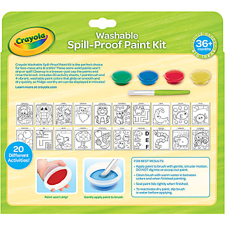 Spill Proof Washable Paints, 5 Colors, 1.4 oz Cups, 5 Sets/Carton