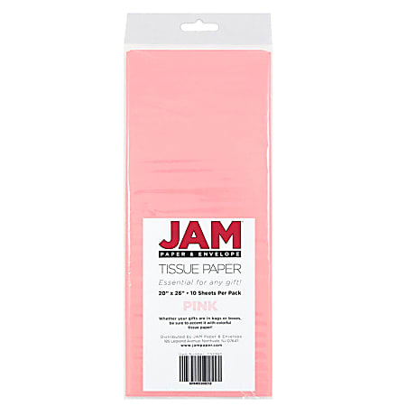 JAM Paper® Tissue Paper, 26"H x 20"W x 1/8"D, Pink, Pack Of 10 Sheets