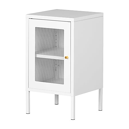 South Shore Crea Metal Mesh 1-Door End Table, 26"H x 15"W x 15"D, White